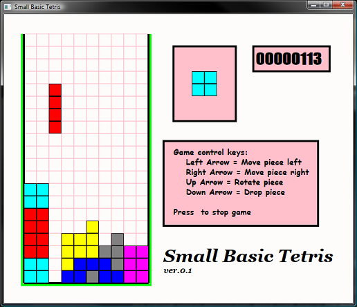 Tetris – Sample of the Week – Small Basic